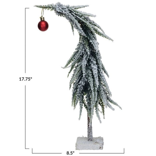 Faux Evergreen Tree with Red Ball Ornament - 17 3/4"