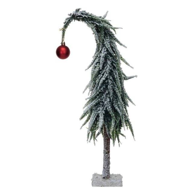 Faux Evergreen Tree with Red Ball Ornament - 14"