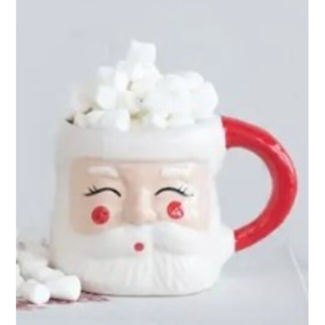 Hand-Painted Stoneware Santa Mug