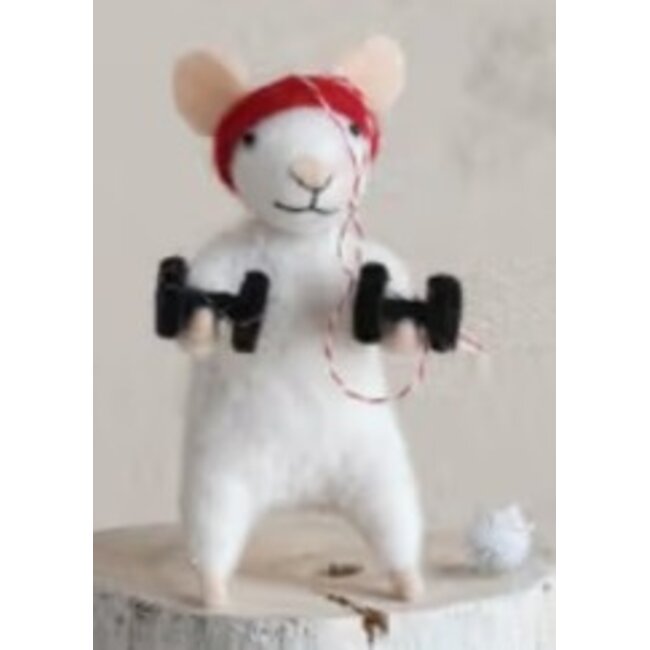 Wool Felt Workout Mouse Ornament (more designs)