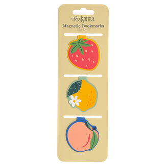 Set of 3 - Magnetic Bookmarks - Fruit