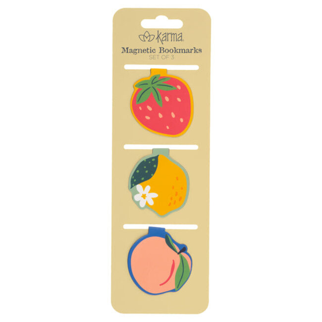 Set of 3 - Magnetic Bookmarks - Fruit