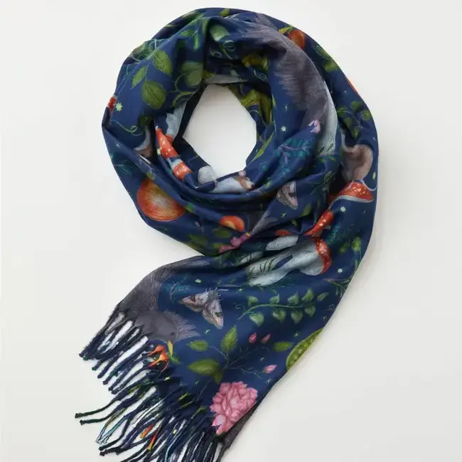 Fable England Catherine Rowe’s Into The Woods Ultra-Soft Scarf Navy