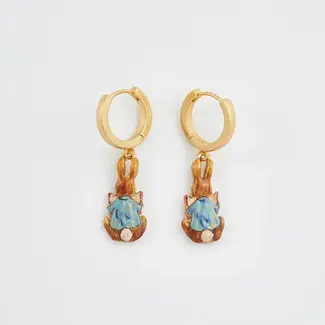 Fable England Peter Rabbit Reading Charm Huggie Earrings