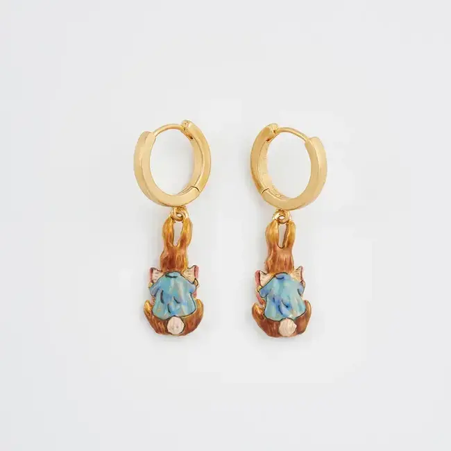 Fable England Peter Rabbit Reading Charm Huggie Earrings