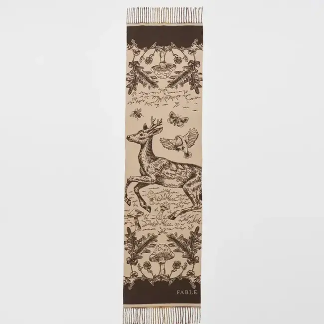 Fable England Woodland Tales Taupe Jacquard Scarf