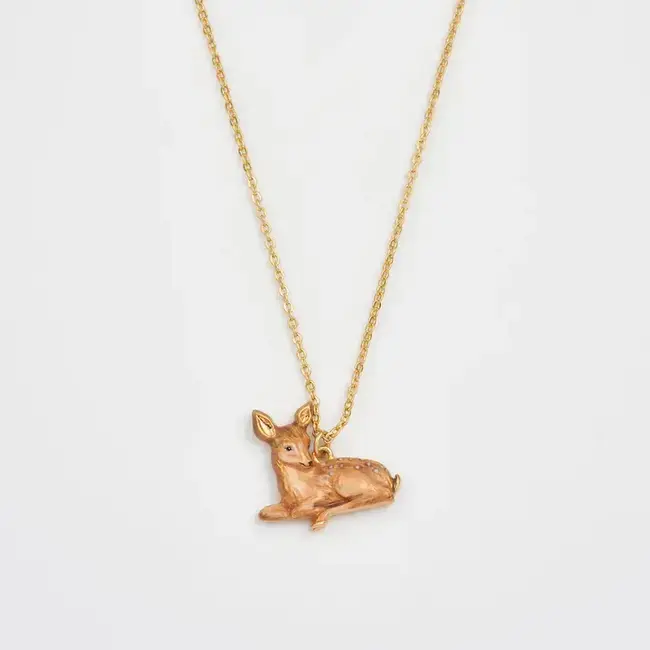 Fable England Resting Fawn Gold Chain Necklace