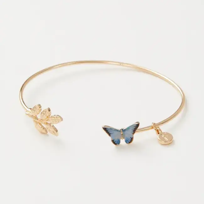 Fable England Enamel Blue Butterfly Bangle