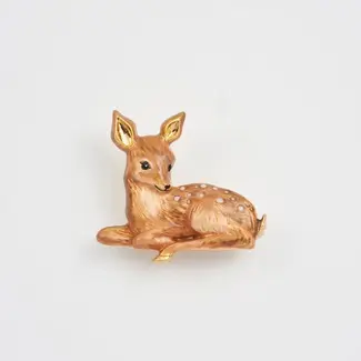 Fable England Resting Fawn Enamel Brooch