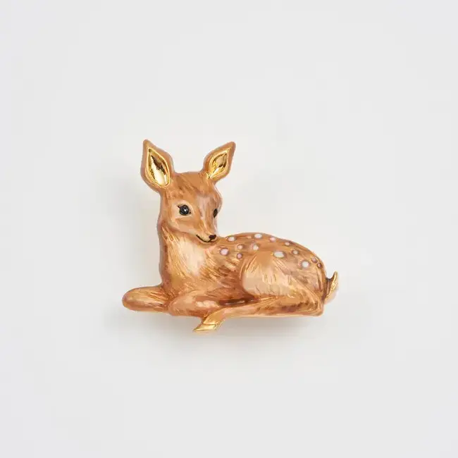 Fable England Resting Fawn Enamel Brooch