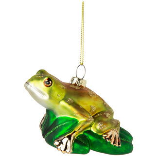 Blown Glass Frog on Lily Pad Ornament