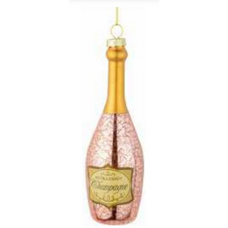 Glass Pink Champagne Bottle Ornament