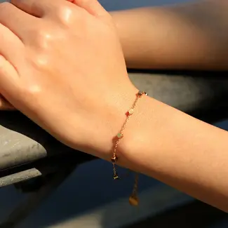 Hackney Nine Effie Square Bead Bracelet - Gold