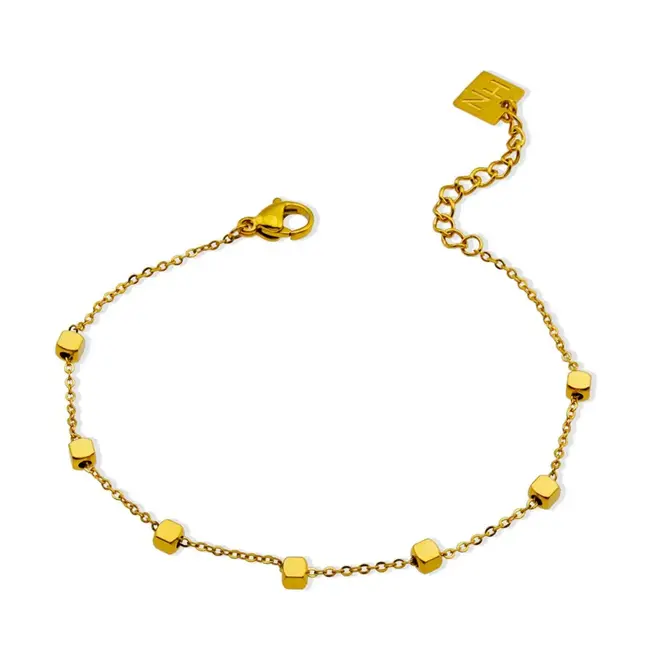 Hackney Nine Effie Square Bead Bracelet - Gold