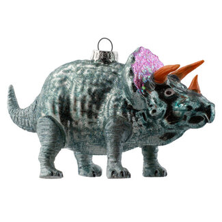 Blue Triceratops Dinosaur Mercury Glass Ornament