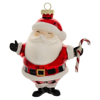 Cheerful Santa Glass Ornament