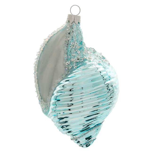 Seashell Glass Ornament Blue