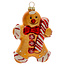 Candy Cane Gingerbread Man Glass Ornament