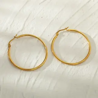 Hackney Nine Bianca Gold Classic Hoops Earrings - 3cm