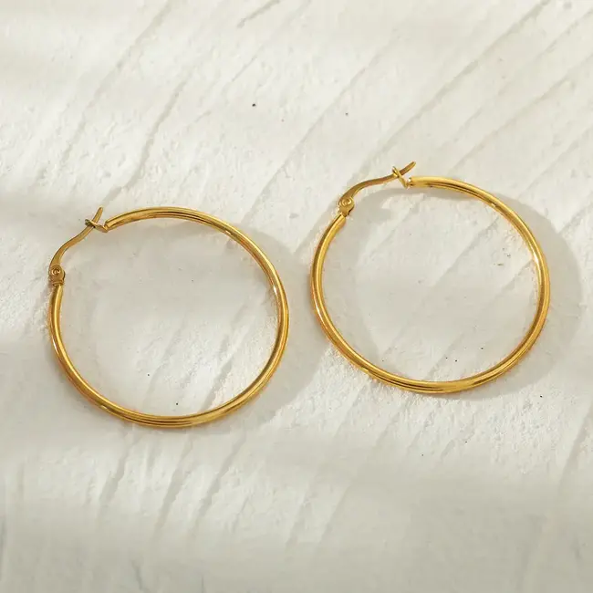 Hackney Nine Bianca Gold Classic Hoops Earrings - 3cm