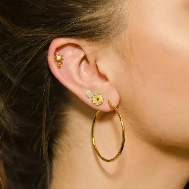 Hackney Nine Bianca Gold Classic Hoops Earrings - 3cm