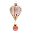 Striped Hot Air Balloon Glass Ornament Pink