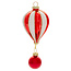 Striped Hot Air Balloon Glass Ornament Red