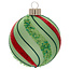 Glitter Striped Ball Glass Ornaments Green