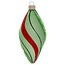 Glitter Striped Teardrop Glass Ornament Green