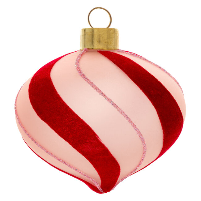 Felted Candy Stripe Drop Glass Ornament