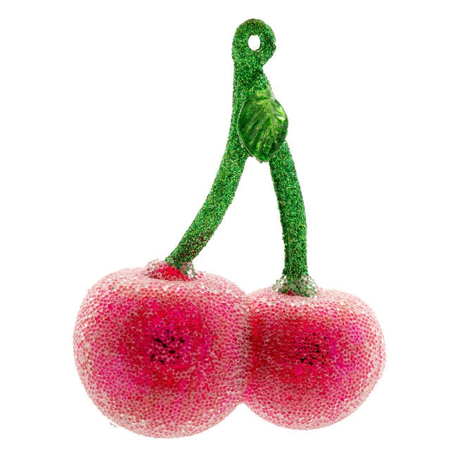 Cherries Lg Glass Ornament