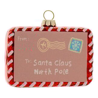 Letter To Santa Glass Ornament Pink