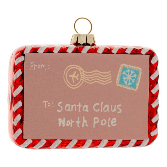 Letter To Santa Glass Ornament Pink
