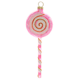 Swirl Lollipop Glass Ornament Pink
