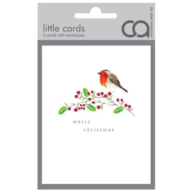 Card Christmas - Pack of 5 - Robin Wreath