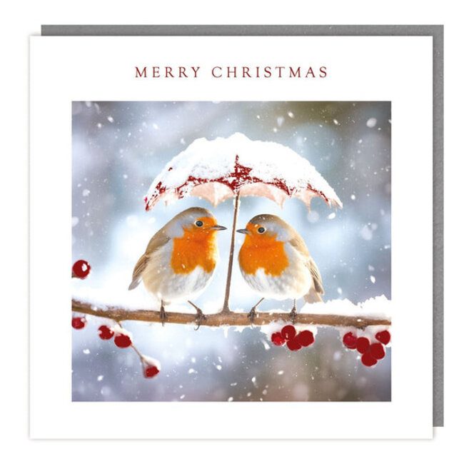 Christmas Card Pack - Robin Love Birds Snowfall