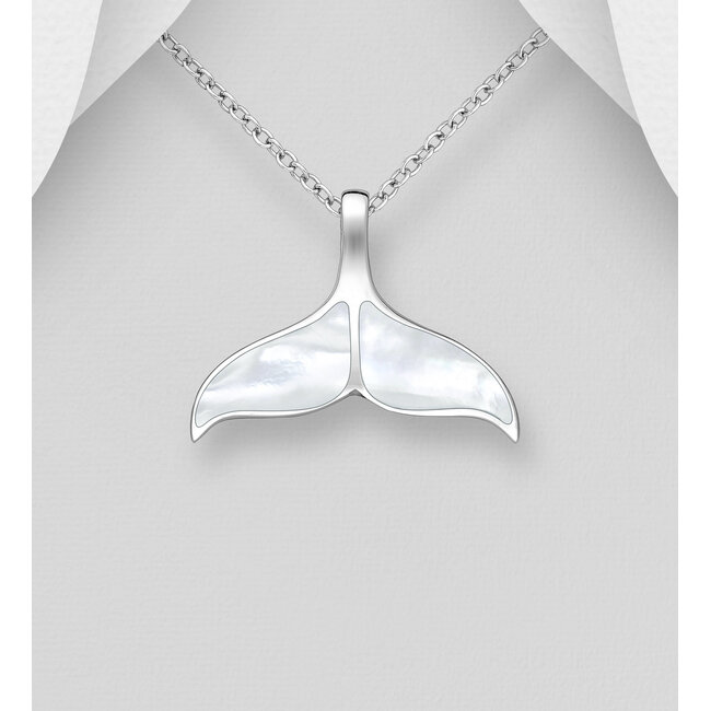 Sterling Sterling & Shell Whale Tail Necklace