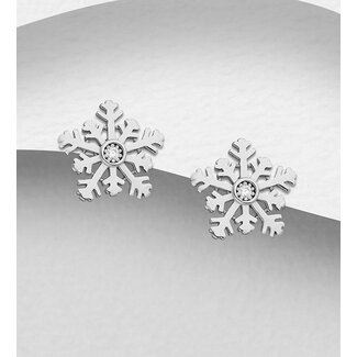 Sterling Sterling Snowflake & CZ Earrings