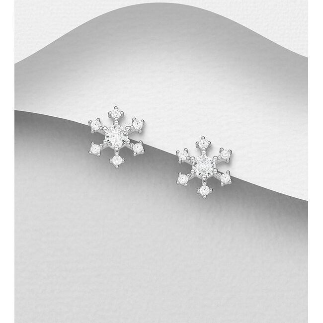 Sterling Sterling CZ & Snowflake Studs
