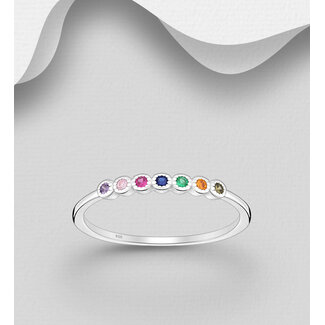 Sterling Sterling Colourful CZ Ring