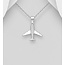 Sterling Sterling Airplane Necklace with CZ