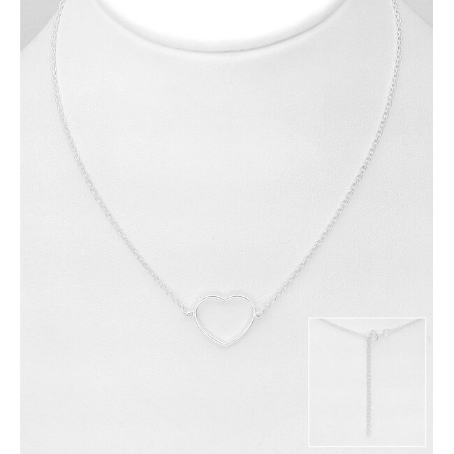 Sterling Sterling Silver Heart Necklace - 16"-18"