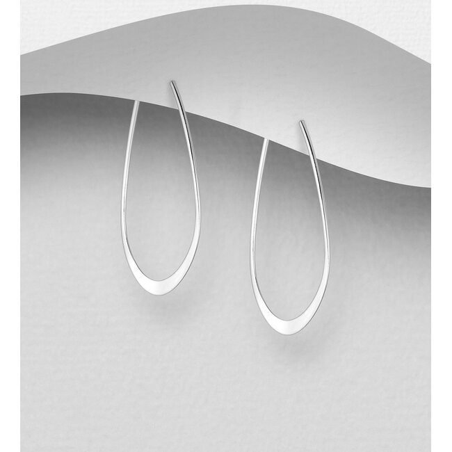 Sterling Sterling Matte Oblong Hoops