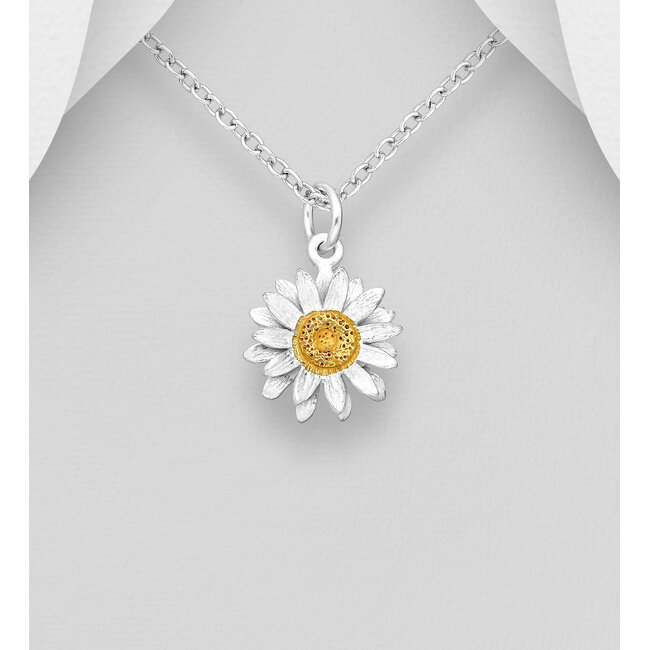 Sterling Sterling Silver/Gold Flower Necklace