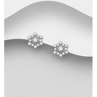 Sterling Snowflake Cubic Zirconia Studs