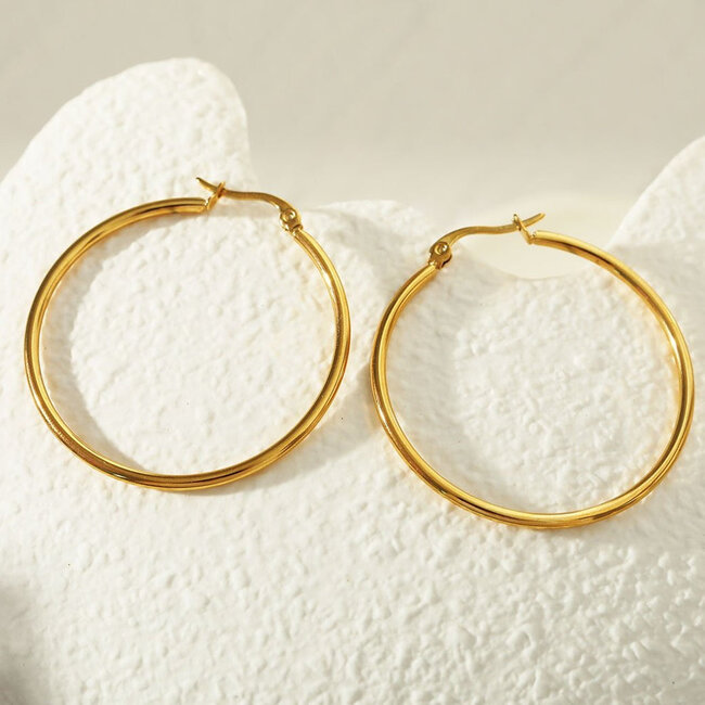 Hackney Nine Bianca Gold Classic Hoop Earrings - 4cm