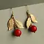 Silk Purse, Sow's Ear Vintage Brass Red Cherry Earrings