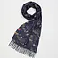 Fable England Navy Running Bunny Toile Fringe Scarf