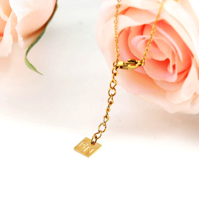 Hackney Nine Effie Square Bead Bracelet - Gold