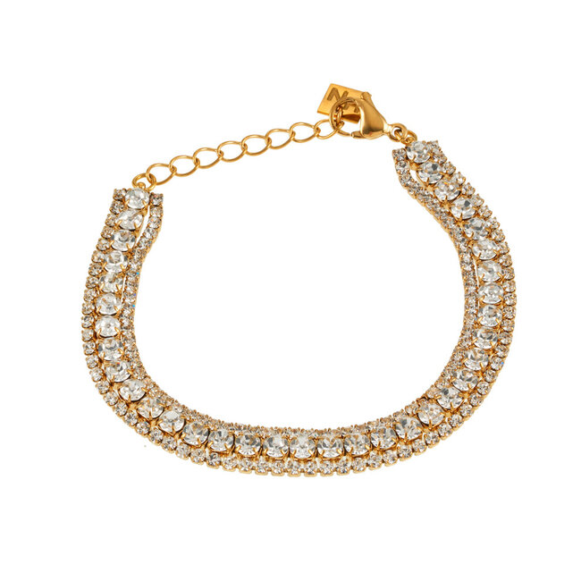 Hackney Nine Nandama Gold Triple Layered Cubic Zirconia Tennis Bracelet